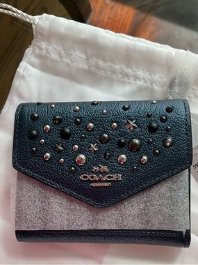 Coach metallic blue leather stars wallet NWT in original factory wrappings- gift
